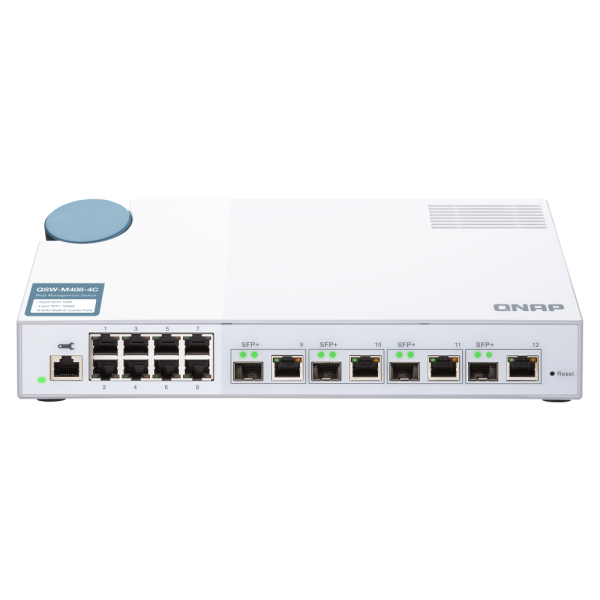 QNAP QSW-M408-4C | 4x 10GbE SFP+/RJ45 Combo Ports & 8 Gigabit